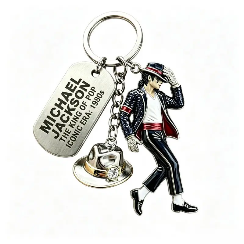 Michael Jackson Keychain 2026, Classic Dance King Pendant, Fashion Singer Key Ring, Unisex Creative Gift, Stylish Accessory, Aesthetic Keychain