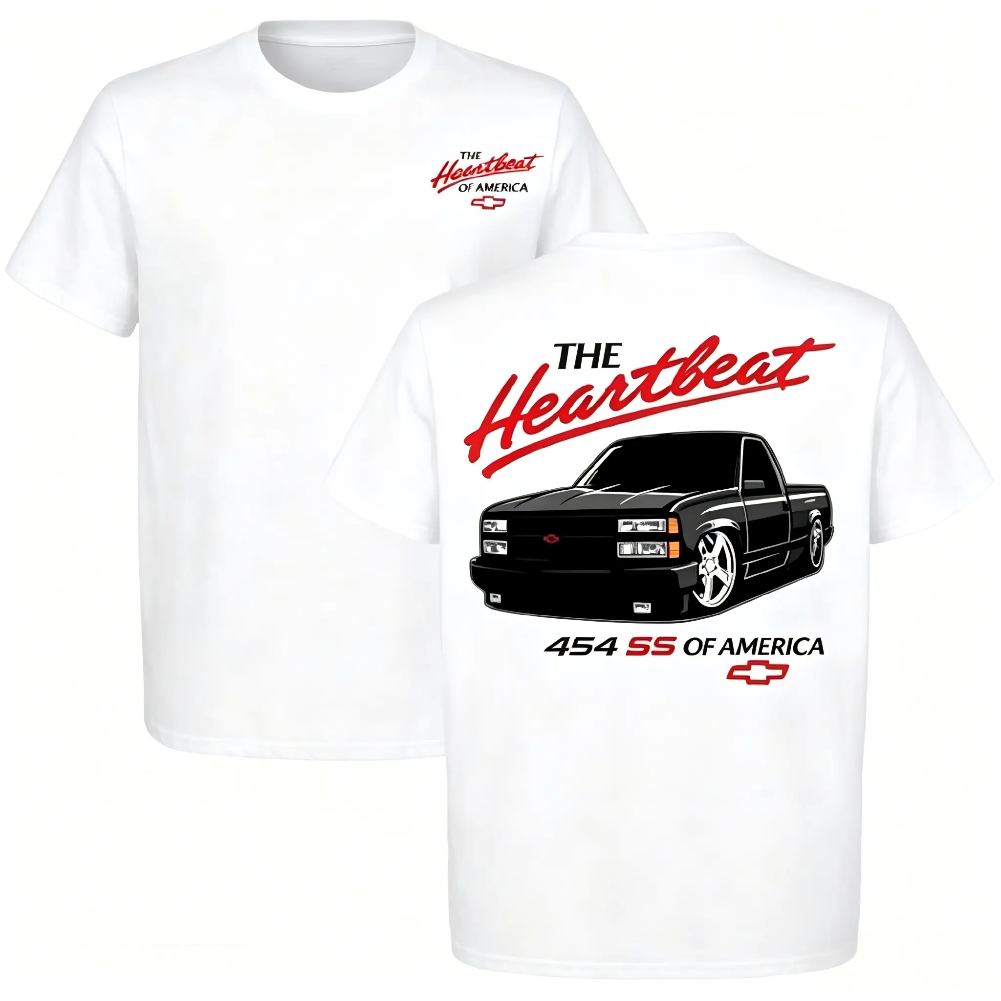 100% Cotton Short-Sleeve Round Neck Casual Top - 454 SS OBS Truck Graphic T-Shirt, Vintage Heartbeat of America Pickup Tee for Car Enthusiasts, Unisex Gift Option