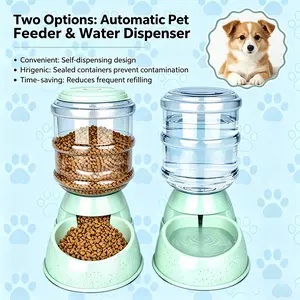1.0-gallon extra-large capacity! Automatic pet feeder and water dispenser, available in three colors. Gravity-fed for food and water, no batteries required. Ideal for daily hydration needs of small and medium-sized dogs and cats.