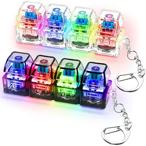 2 PCS Keyboard Fidget Toy, Keyboard Fidget with LED Light Keychain 4-in-1 Keyboard Decompression Button Finger Clicker Toys, Button Stress Relief Fidget for Kids Women(Clear Black)fidget toys