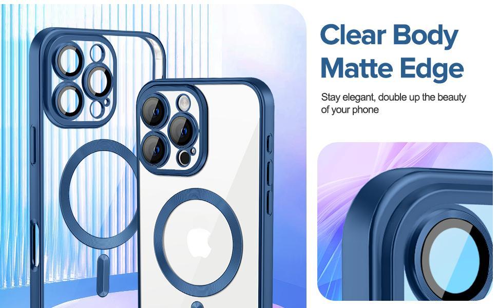 Luxury Magnetic Wireless Charge Plating Clear Phone Case for Iphone 17/16pro 15 14 PLUS 13 12 11 Pro Max Plus Ultra-Compatible with Magsafe, Thin Soft TPU Shockproof Transparent Phone Cases with Camera Lens Protector Film, for iPhone 17 Pro max