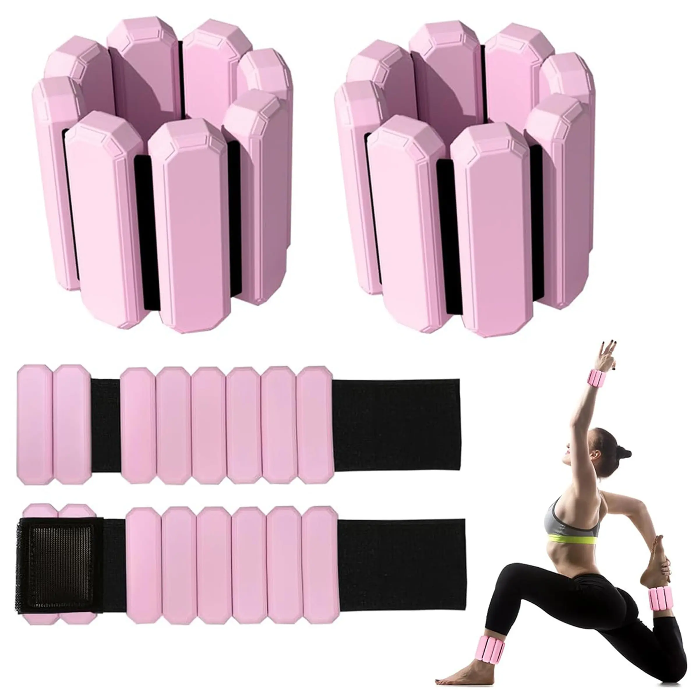 2pcs Wrist Ankle Weights, Wearable Strong Arm and Leg Weights (2 lbs) for Women and Men, Adjustable Ankle Weights for Running, Walking, Yoga, Dance, Swimming, Gym, Sport Training Equipment, Home Workout Gear, Strength Workout Equipment
