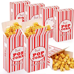 100 Pack Paper Popcorn Boxes, Close-Top Popcorn Containers Cups Bucket for Movie Party and Theater Night