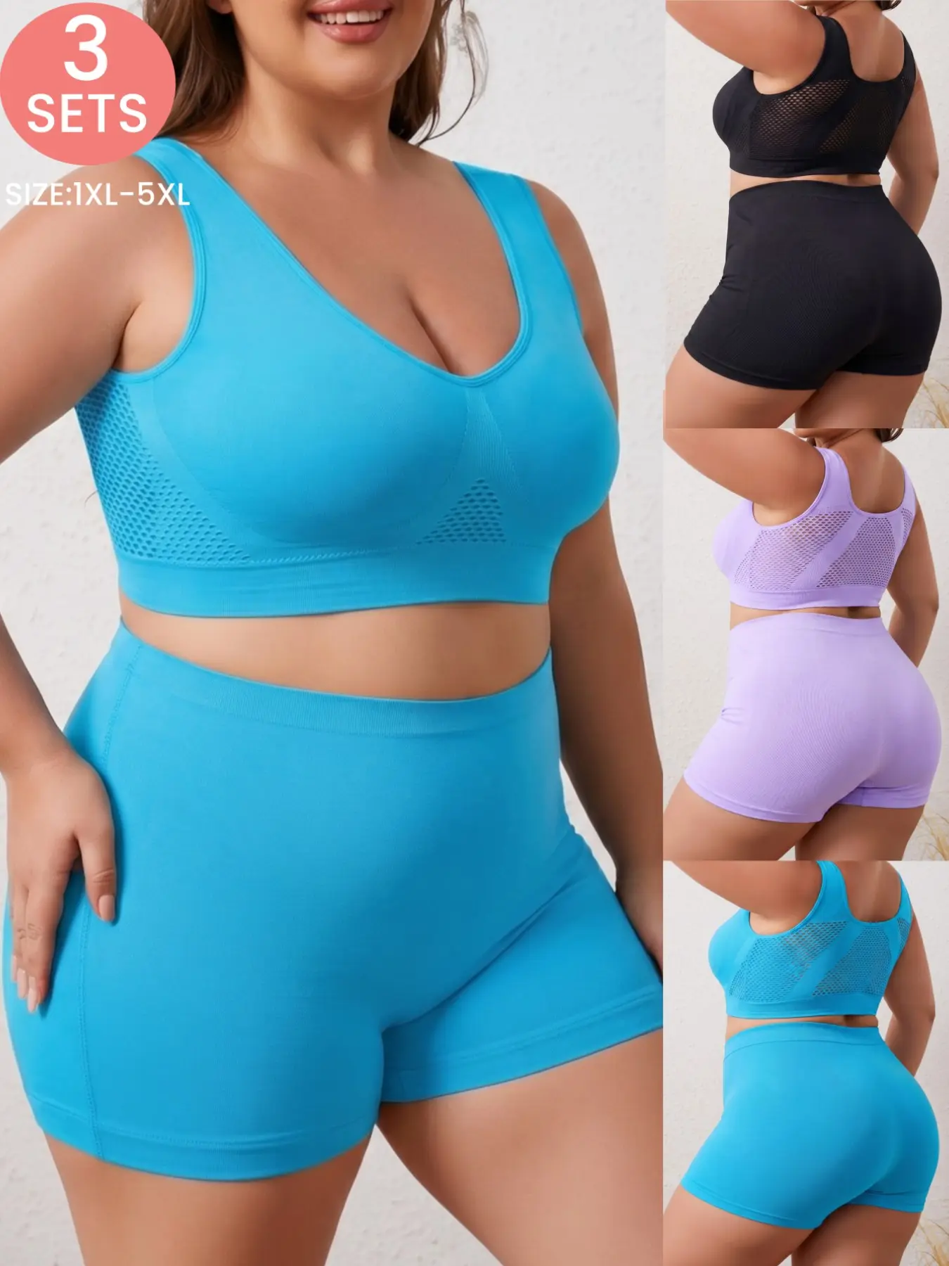 Plus Size Women's Underwear Set, Seamless Wide Strap Backless Top and Mid-Waist Comfortable Fit Stretch Briefs, All-Season Casual Home Wear