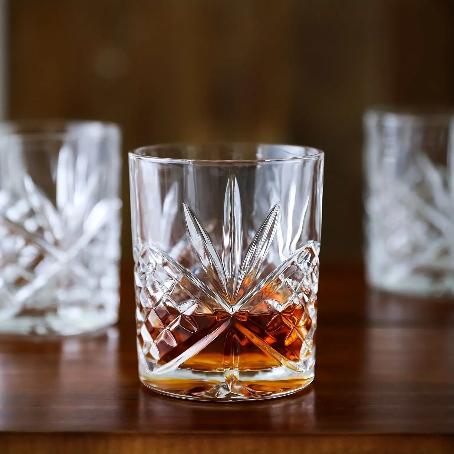 Classic Style Glass Whiskey Cups, Whiskey Glasses, 10oz (300ML) Non-Lead Crystal Glass, Suitable for Whisky, Bourbon, Scotch, and Other Beverages, Pack of 6/4/2/1
