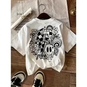 Drawing Print T-Shirt Casual Comfortable Round Neck Short Sleeve Women'S Top