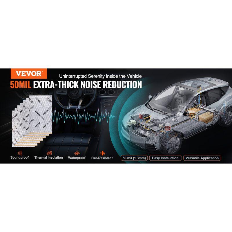 VEVOR Car Sound Deadening Mat, 50 mil 52 sqft Car Sound Dampening Material, Butyl Automotive Sound Deadener, Noise Insulation and Vibration Dampening Material for Car