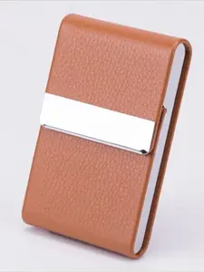 High Quality Business Multifunction Card Holder Case Slim PU Leather Metal Pocket Card Holder with Magnetic Shut Cigarette Case
