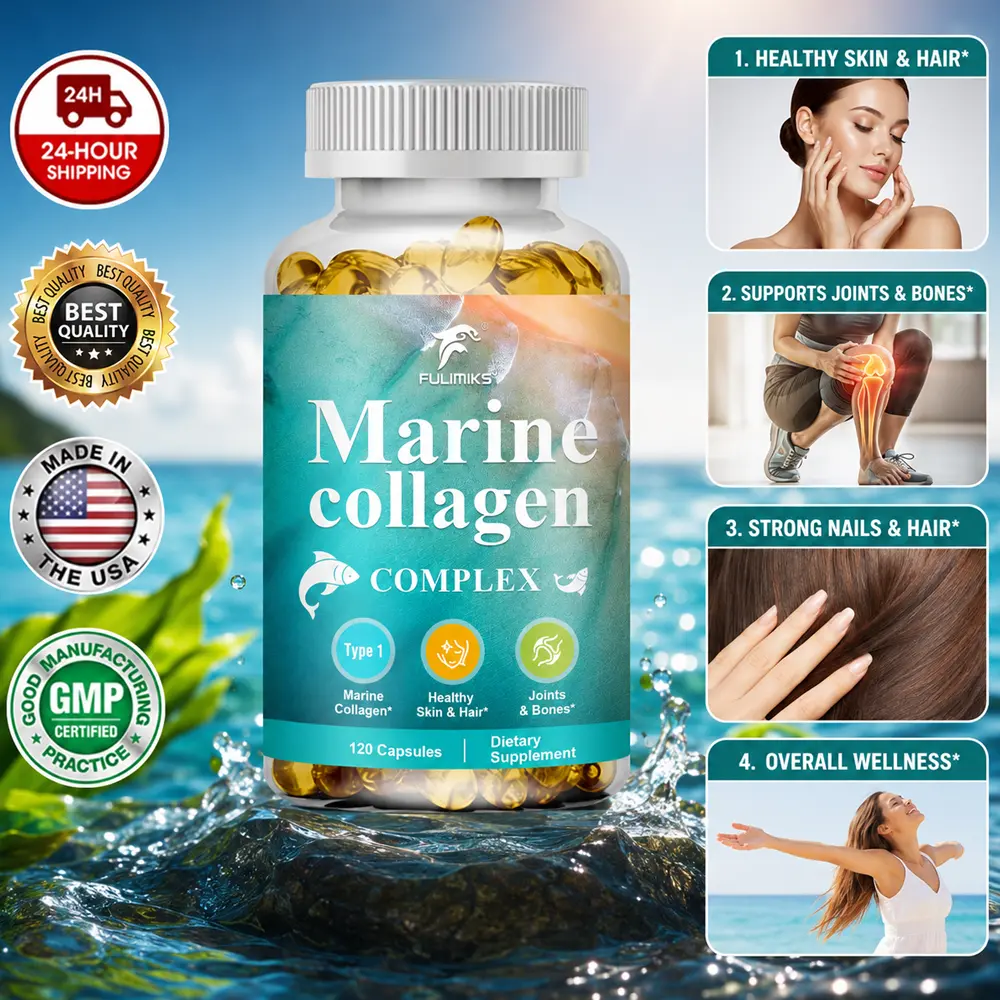 Premium Marine Collagen (2000mg) + Hyaluronic Acid + Zinc Citrate – Healthy Aging, Skin & Hair Support, Cartilage & Bone Health – 120 Capsules – No Artificial Additives