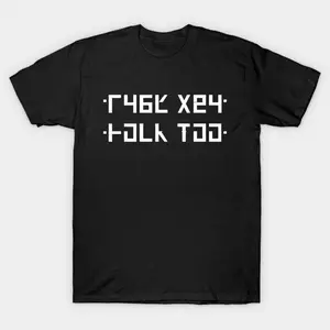 Men's Classic Casual Short-Sleeve Black Cotton T-Shirt - Hidden Funny Secret Code, Humor Mystery Message Fabric