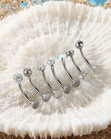 YADOCA 7PCS Floating Belly Button Ring for Women Hypoallergenic Surgical Stainless Steel Belly Rings Internally Threaded CZ Opal Long Bar Navel Barbell Flat Back Belly Piercing 12/14MM Silver Gold YADOCA 7PCS Floating Belly Button Ring for Women Hypoallergenic Surgical Stainless Steel Belly Rings Internally Threaded CZ Opal Long Bar Navel Barbell Flat Back Belly Piercing 12/14MM Silver Gold