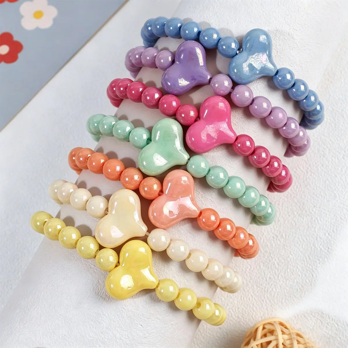 Unisex 7pcs Bohemian Look Heart Shapes Beading Beads Bracelet Set - Daily Wear Accessory, Perfect Gift for Family and Friends