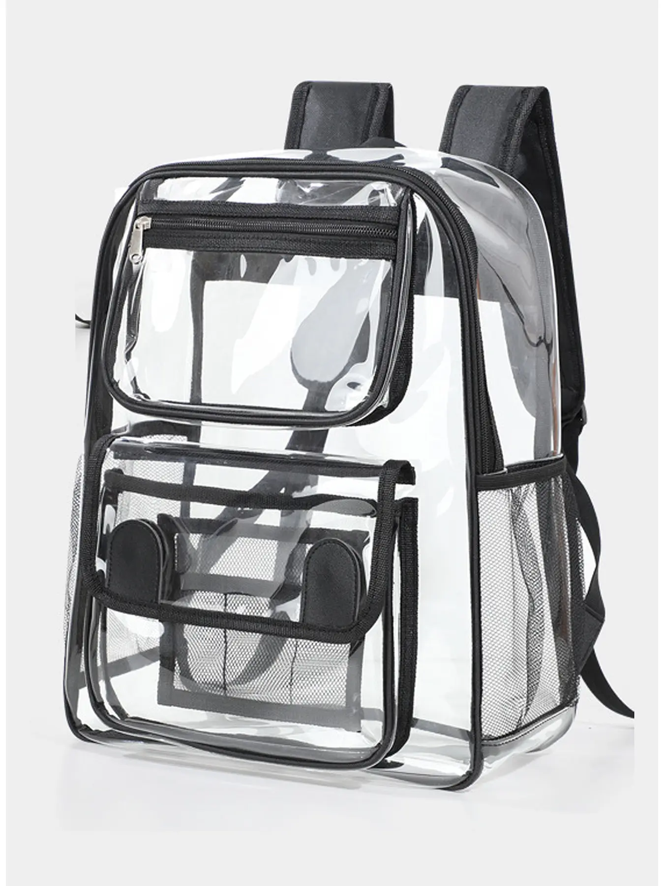 1pc High-Capacity Transparent Multifunction Backpack, PVC Waterproof Durable Clear Bag, Adjustable Straps, School, Work, Sports, Travel, University