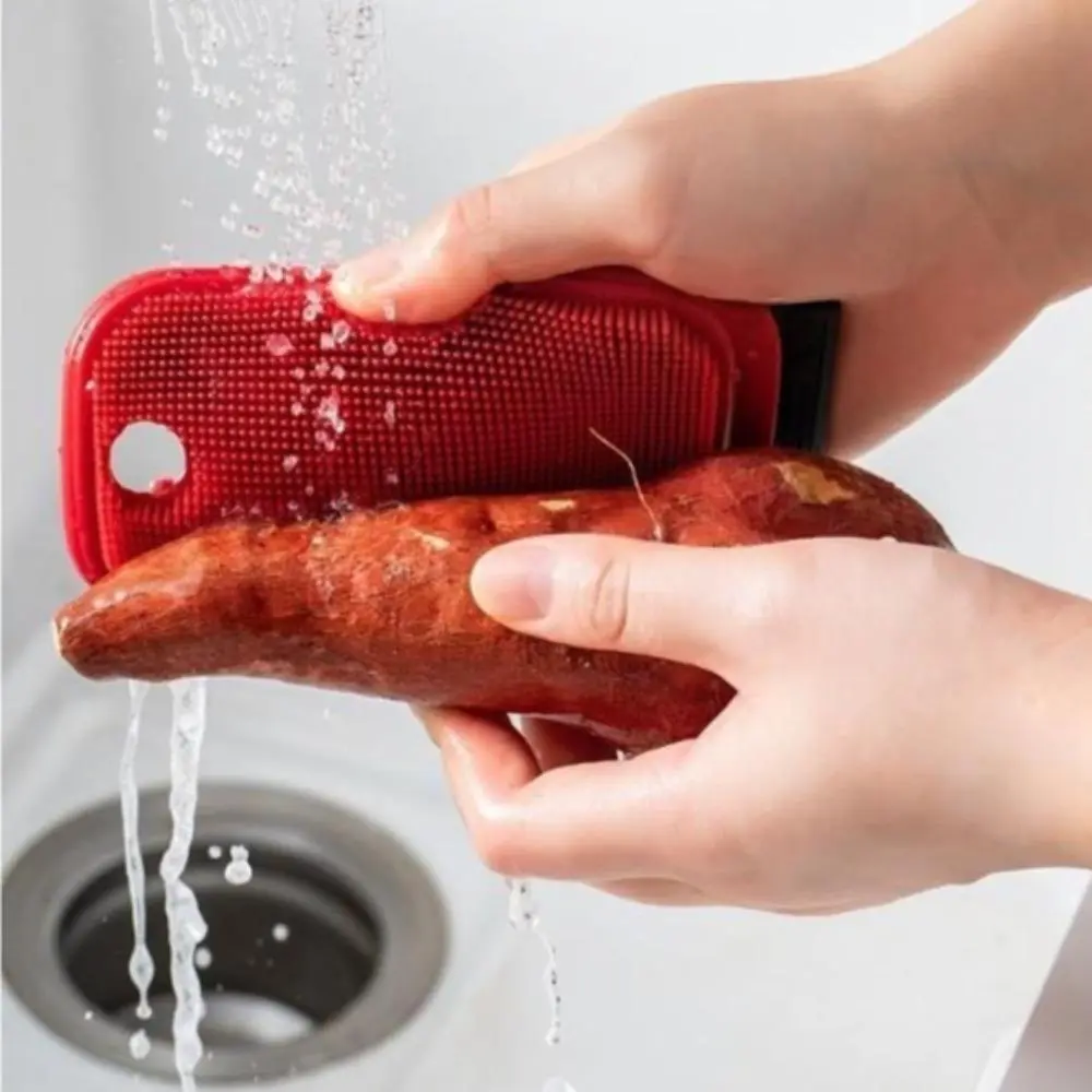 Silicone Cleaning Scrubber for Bag Accessories - Multifunctional 2-in-1 Double-Sided Brush with Built-in Scraper, Durable Daily Kitchen Tool