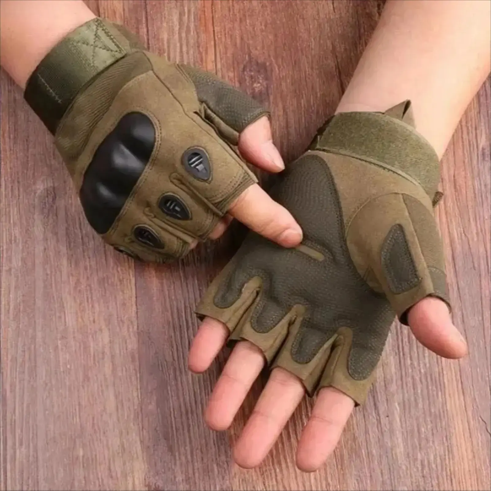 Men's Half Finger Tactical Gloves, Breathable Non-Slip Outdoor Military Gloves, Durable Protective Fingerless Gloves for Shooting, Cycling, Hiking, Camping, Motorcycle Riding & Heavy Duty Work