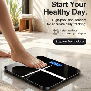 Large Platform Tempered Glass Digital Bathroom Scale, High-Precision LCD Body Weight Scale with Temperature Sensor, Max Weight 180 kg/400 lb for Home Fitness Accurate Digital Scale