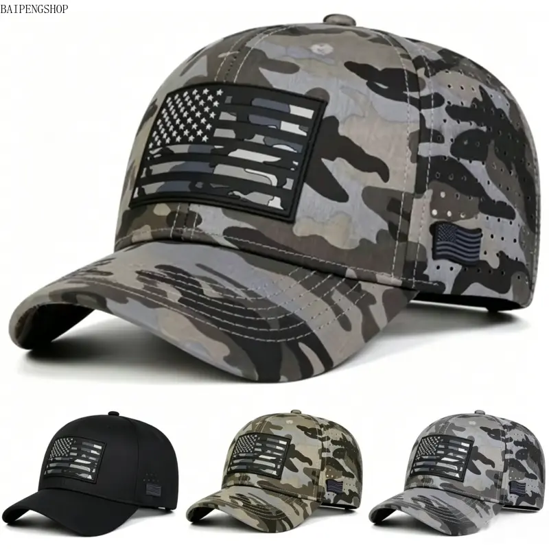 Unisex Patriotic Cotton Mesh USA Flag Baseball Cap - One Size, Breathable, Lightweight, Adjustable, Hiking/Light Outdoor Wear, 4th of July, American Flag Badge Adult Casual Hat