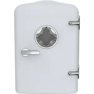 Retro Mini Portable Personal Fridge - Ideal for Home, Office or Dorm - Includes Carrying Handle, AC/DC Wall/Car Charger (White)