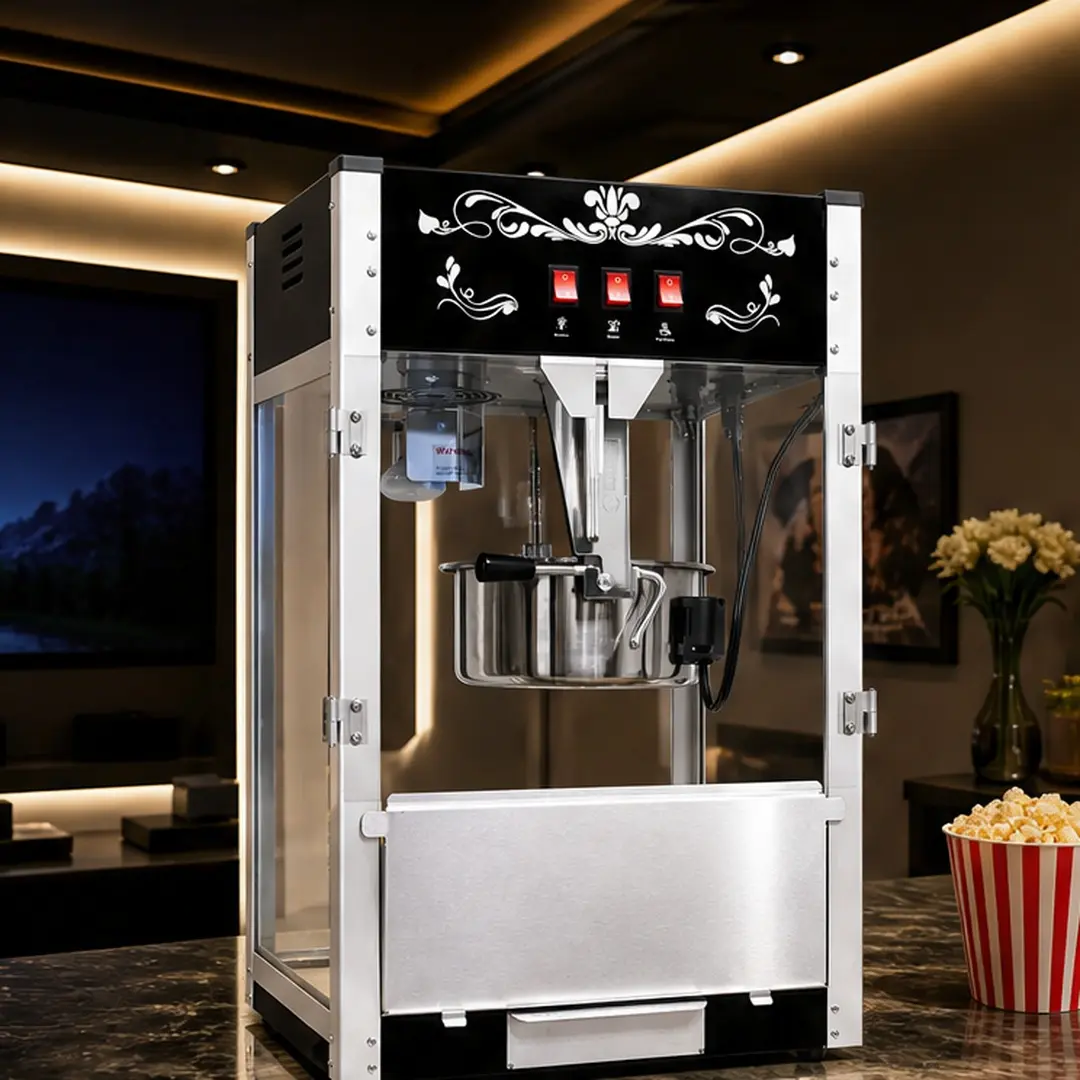 ARCH 16oz Countertop Popcorn Machine - Commercial Food Machine with 304 Stainless Steel Kettle, Tempered Glass Doors, 3-Switch Control, Scoop & Spoons, Black for Home Theater, Party Concession Stand, Food Machines