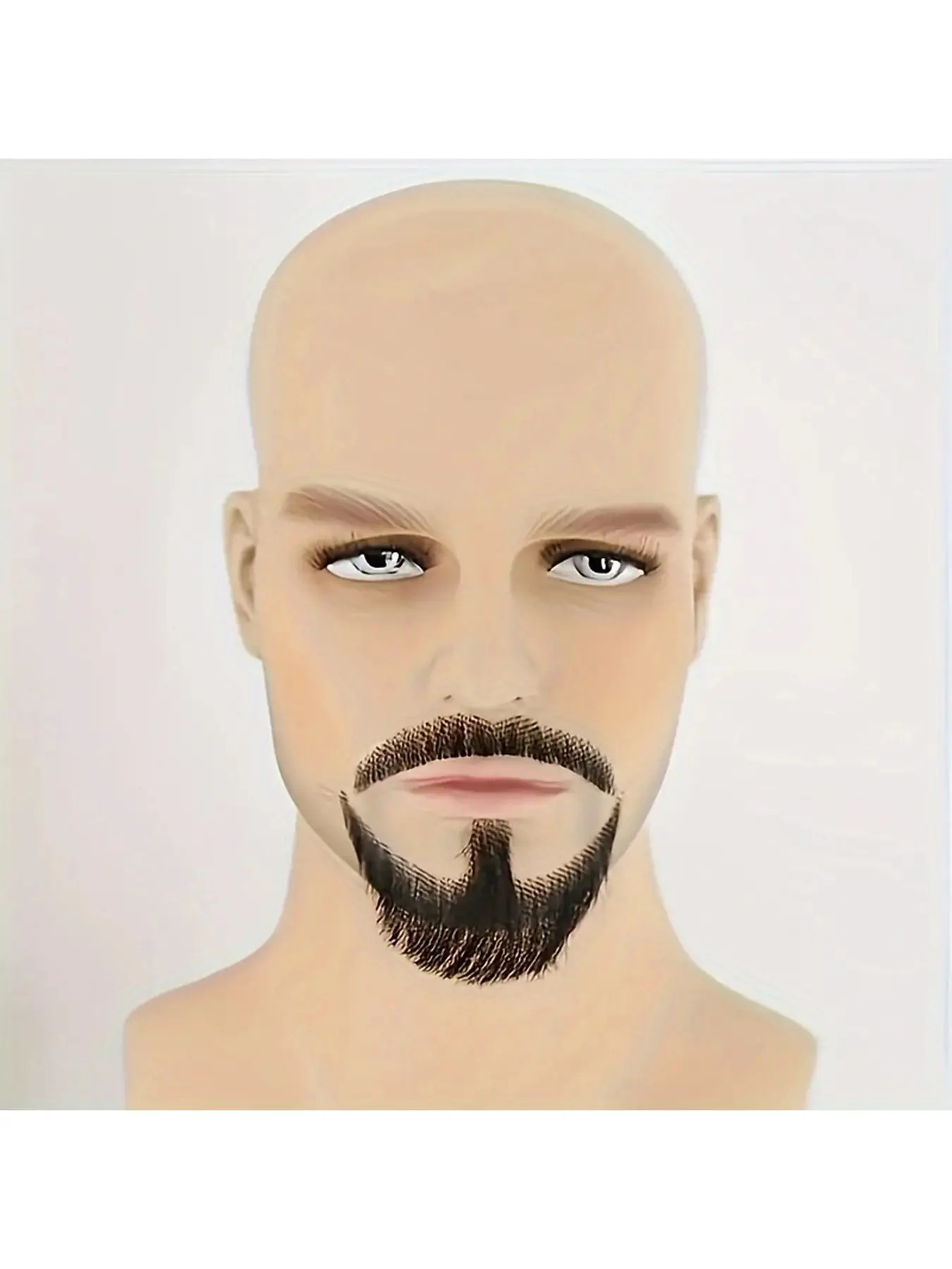 Human Hair Fake Beard Realistic Mustache Black Goatee Costume Facial Hair Invisible Lace False Beard for Halloween Cosplay Partie
