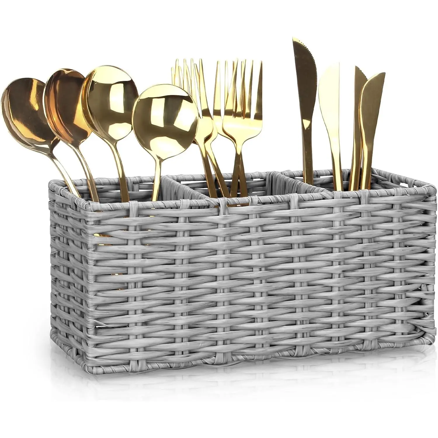 Grey Plastic Cutlery Silverware Holder Small Utensil Organizer Holders for Kitchen Counter Party Flatware  Table Silverware Organizer Basket Spoon  Fork Holder Picnic Utensil