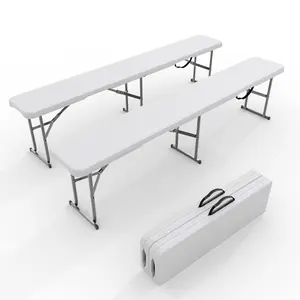 6 FT Portable Folding Bench, HDPE Seat with Metal Frame, Multipurpose Chair for Camping, Garden, Patio & Events lawn