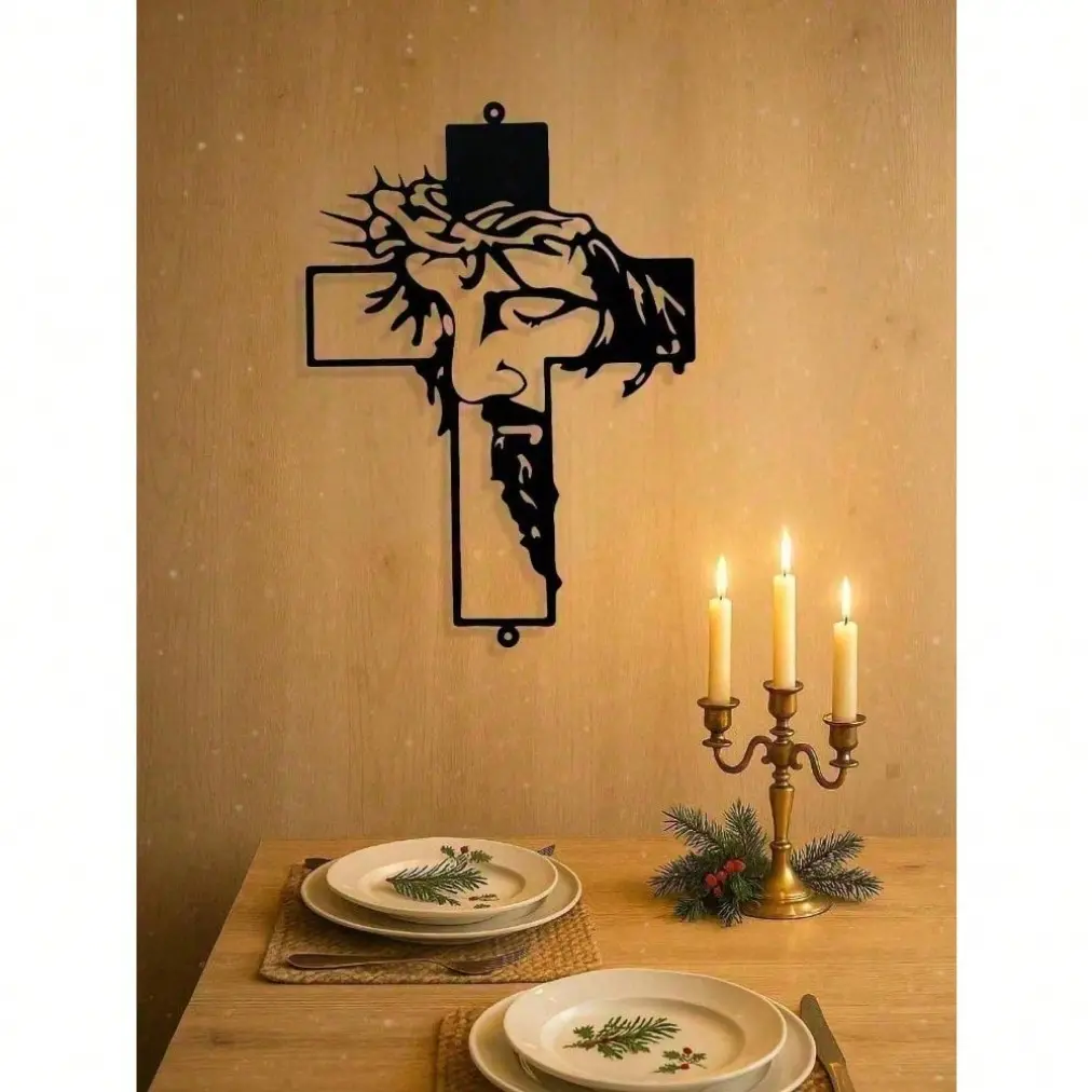 11.8 Inch Vintage Farmhouse Cross Wall Art Crosses Wall Decor Rustic Distressed Metal Hanging Ornament Cross Decorations Indoor Outdoor Christian Religious Decoration Inspirational Gift for Various Festivals Home Decor for Living Room Bedroom Office Porch