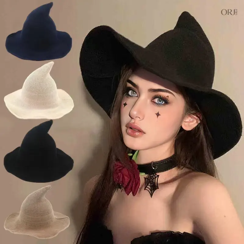 Women Halloween Witch Wizard Hat, Foldable Packable Pointed Magic Hat, Lightweight Soft Fall Winter Costume Headwear, Gothic Cosplay Accessory For Dress Up Party, Trick Or Treat, Carnival Photoshoot & Halloween Parade,,Gradient,Color,Detachab,e,cool,gift,