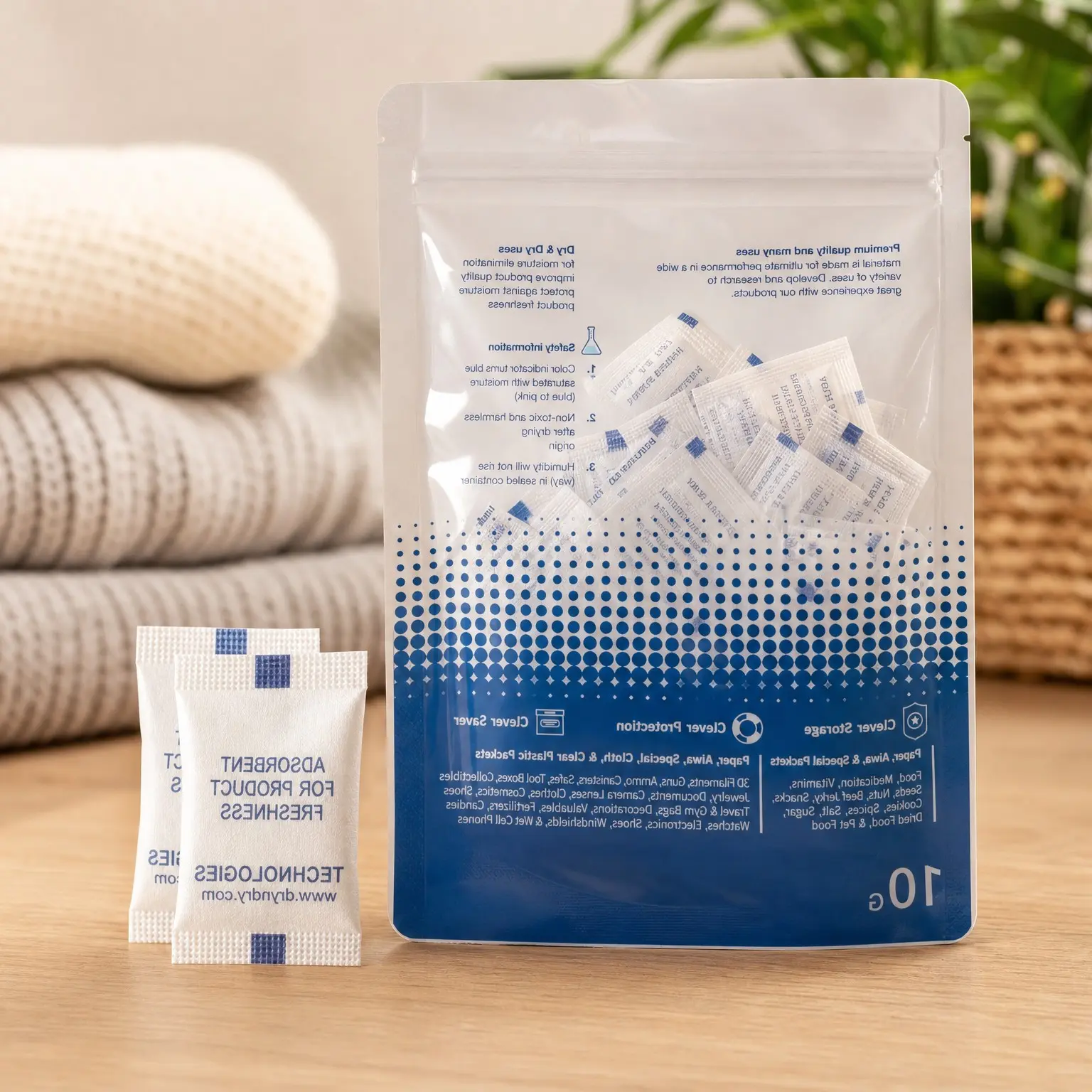 0.5 Gram [50 Packets] Food & Pharmaceutical Safe Silica Gel Packs Desiccants - Rechargeable Tyvek Silica Gel Packets, Moisture AbsorbersGift