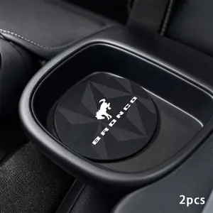 Bronco 2pcs Universal Car Cup Holder, Geometric Diamond Texture, Anti-Slip & Scratch-Resistant, Easy Clean, Interior Decoration Accessory