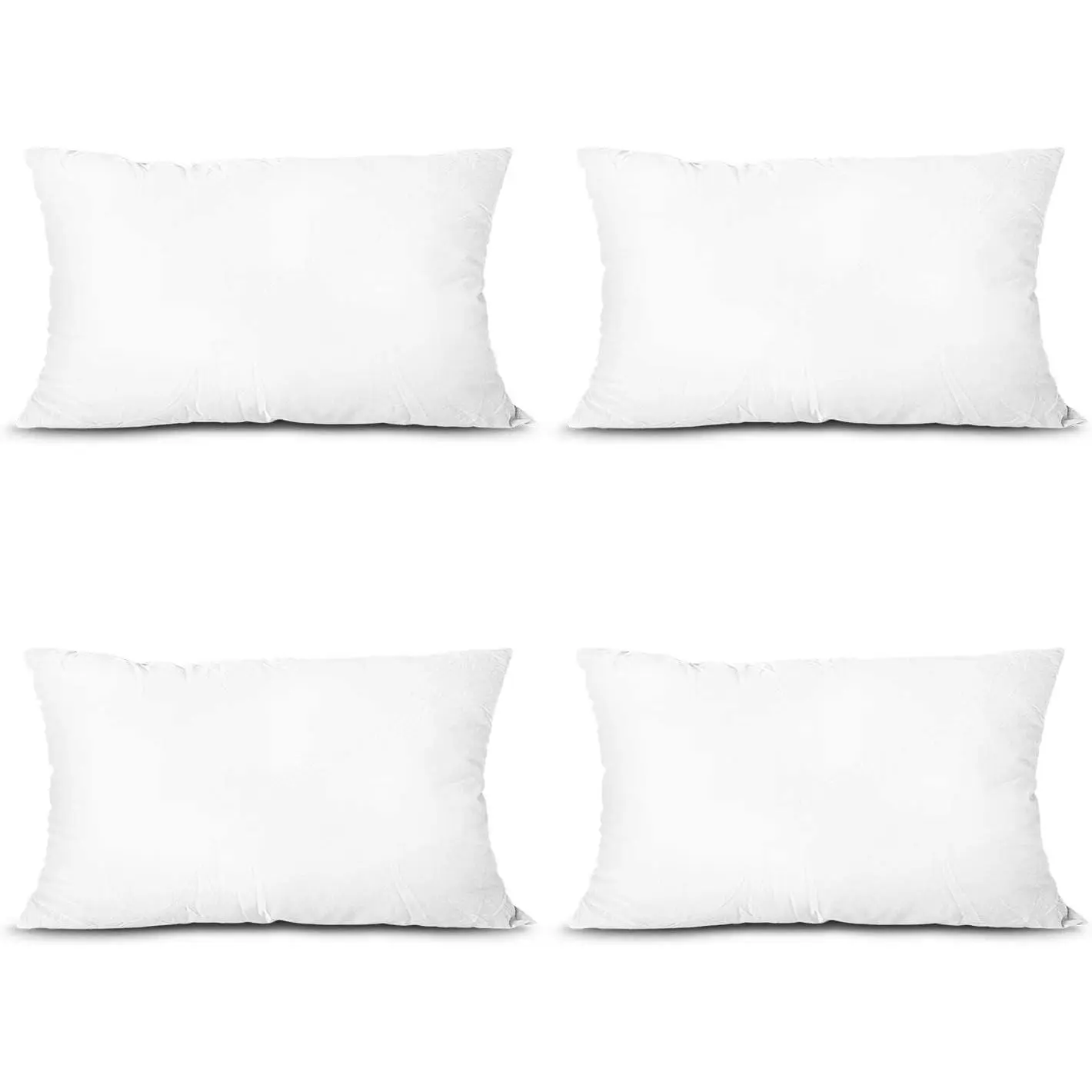 EDOW Throw Pillow Inserts, Set of 4 Lightweight Down Alternative Pillow, Couch Cushion, Sham Stuffer, Machine Washable.(White, 12x20)