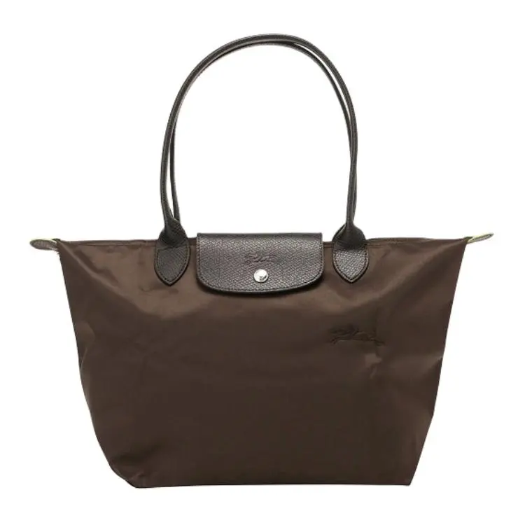 Longchamp Le Pliage Green Nylon Tote Bag for Women, Medium Size, Mocha