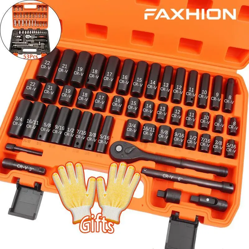 FAXHION 50/53pcs High-end Professional Ratchet Wrench Kit, 50pcs-car Repair Kit Tool Set for Car/Bike Fixing, Racing-grade Automotive Maintenance Supplies