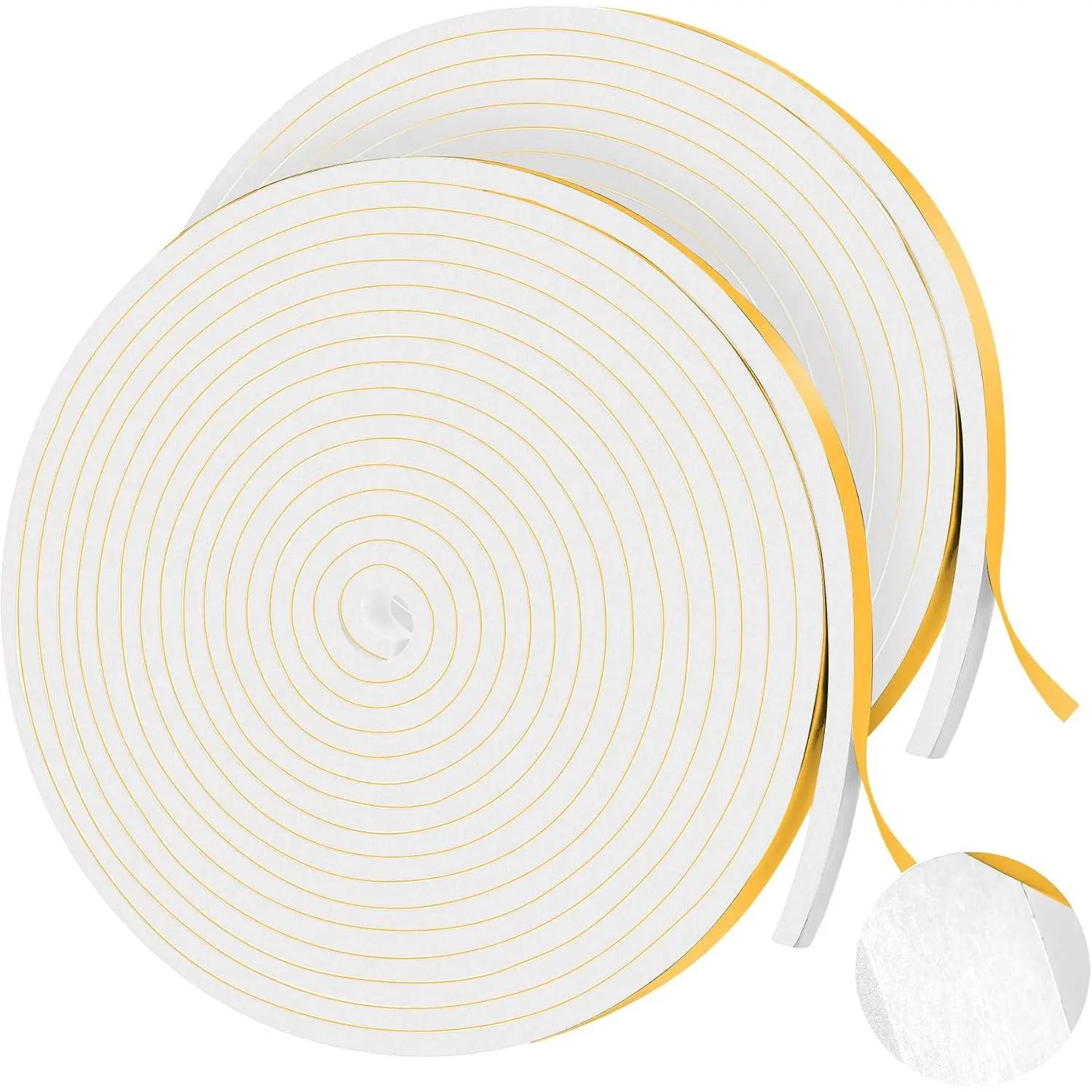 66Ft  Tapes Self Adhesive  Seal Strips 1/2In x 1/8In x 33.1Ft Each Roll Weatherstrips High Resilience Weather Stripping Door Seals for Door Soundproofing, Window Insulation (2R, White)