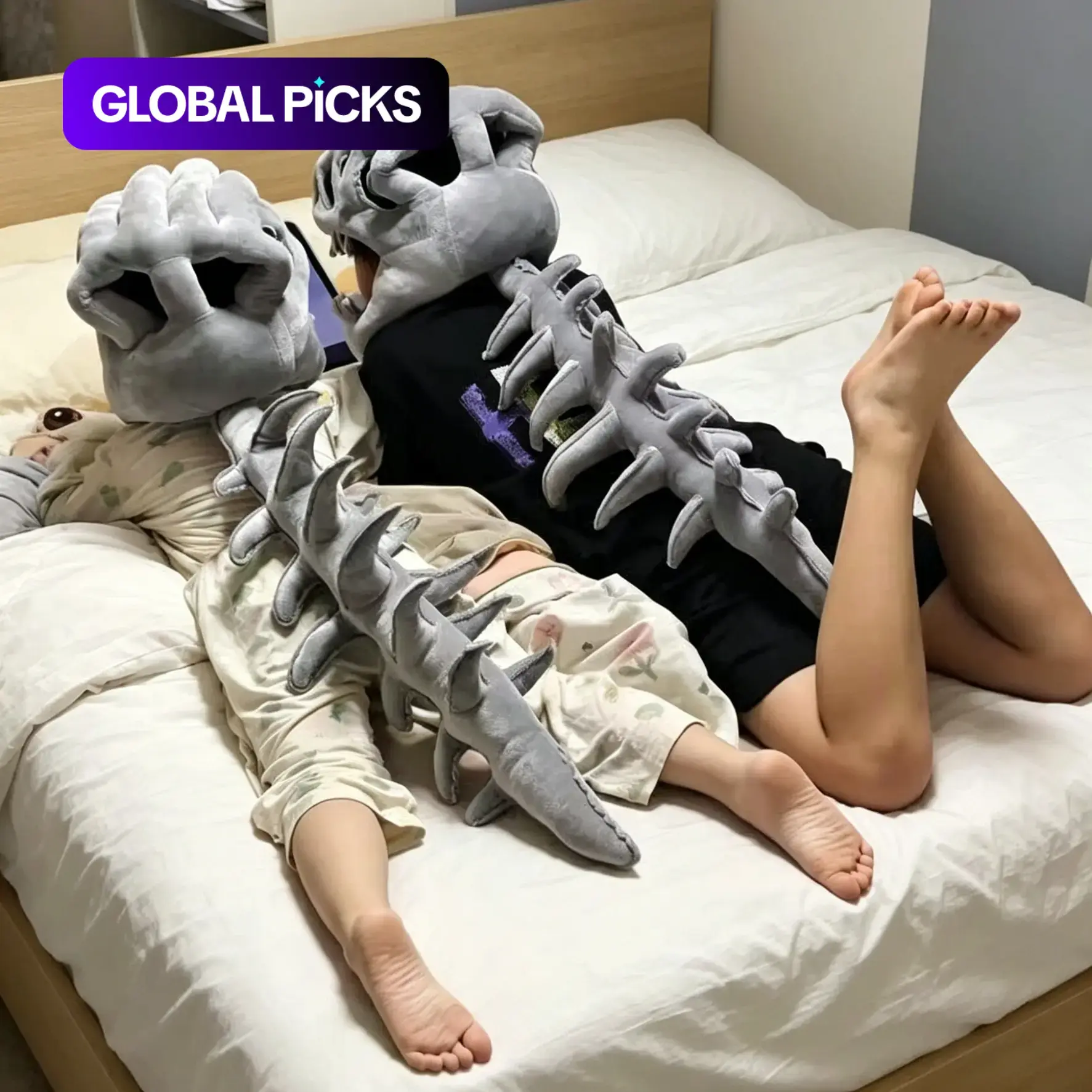 Wearable Soft Dinosaur Skeleton Dress Up Prop Realistic Skull Spine Plush Mascot Bone Outfit Accessory Dinosaur Skeleton Headgear For Kids Adults Unisex Role Play Animal Theme Party Halloween Cosplay Funny Bone Outfit For Men Women Boys #GLOBAL PICKS