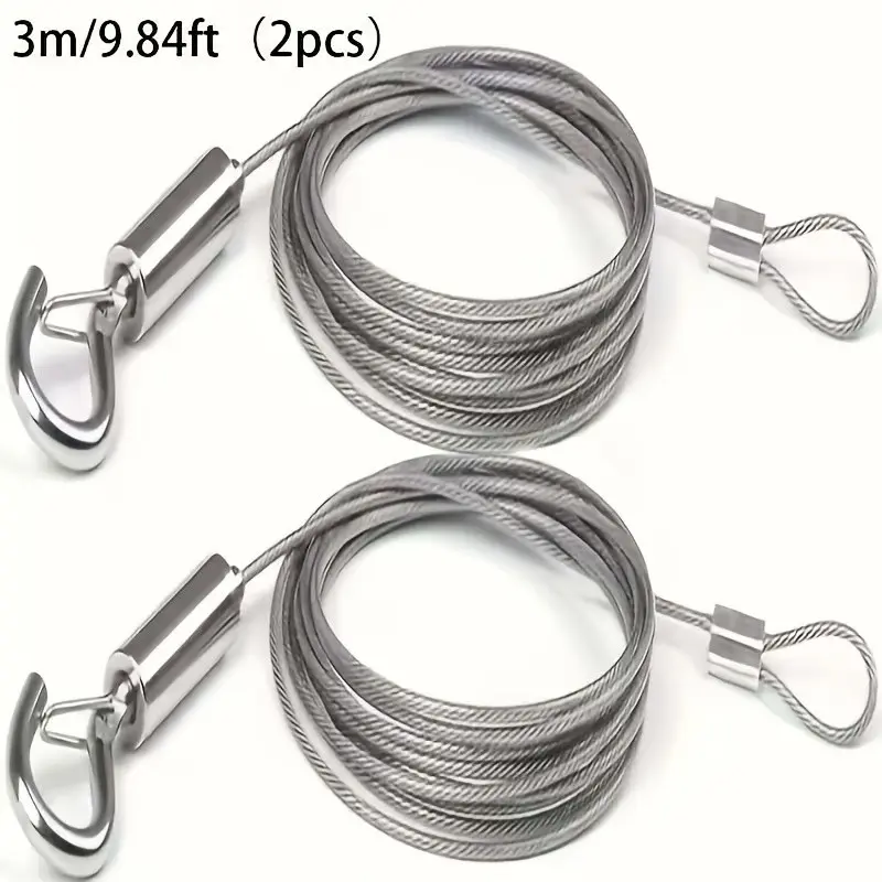 Adjustable Stainless Steel Rope Straps with Metal Buckles, Durable and Versatile, Ideal for Various Outdoor Patio Applications, Set of 2 Pieces