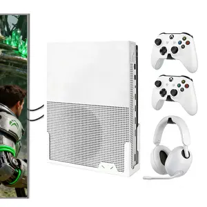 GETYEA Wall Mount for Xbox One S,Gaming Wall Mount,All Metal Vertical Hanging On Wall with 3 Detachable Controller Holders,Wall Shelf Bracket for Xbox 1S(Mounts Xbox 1S by TV)