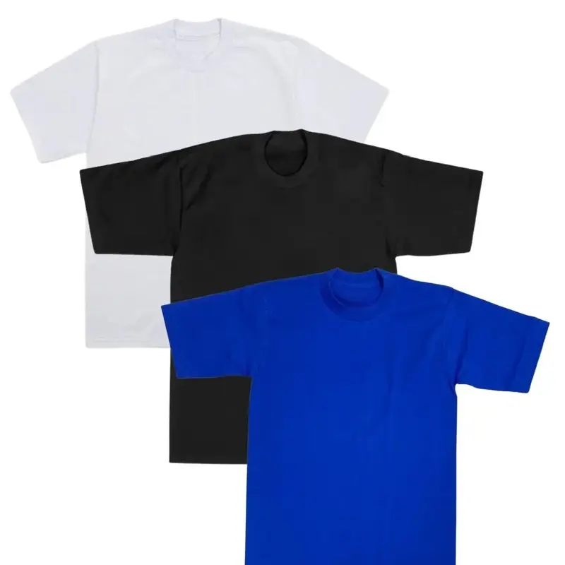 Men's Original 3-Pack Heavy Cotton Jersey Crew Round Neck Shortsleeve T-Shirts - Menswear, Fitted Cut, Tight Stay-Round Collar, Plain Basic Everyday Tops, Shrink Resistant Street Casual