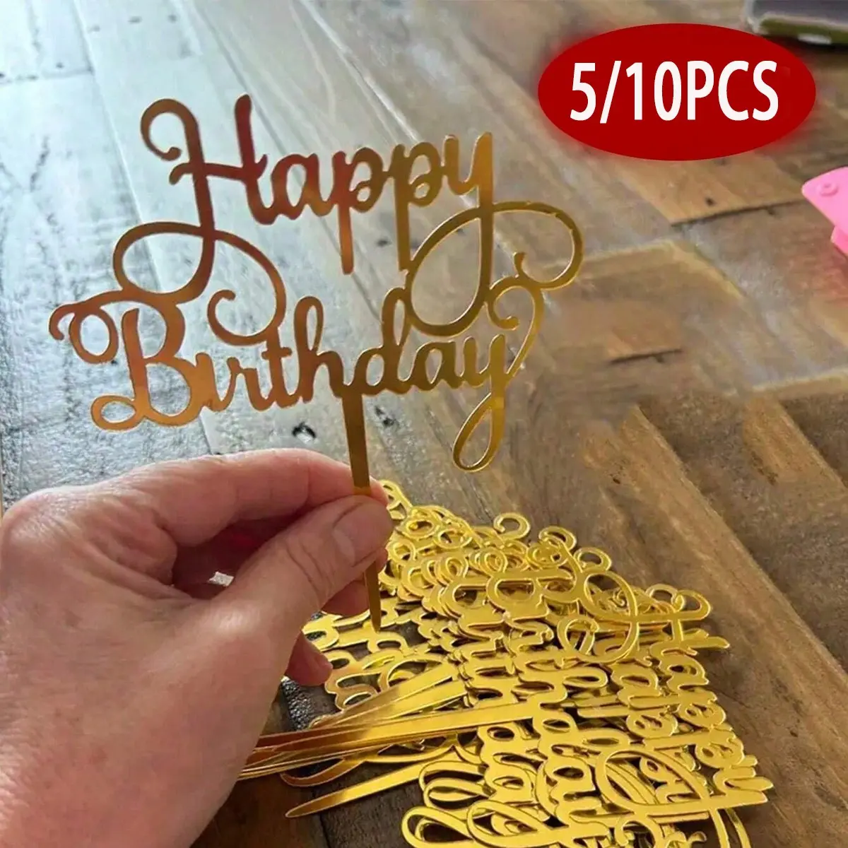 Happy Birthday Acrylic Cake Topper, Modern Letter Pattern Party Decoration, Creative Birthday Gift for Family and Friends