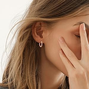 FINREZIO 1 Pair Post Hoop Earrings Hoops Cubic Zirconia Hoop Earrings for Women Hypoallergenic Earrings Jewelry