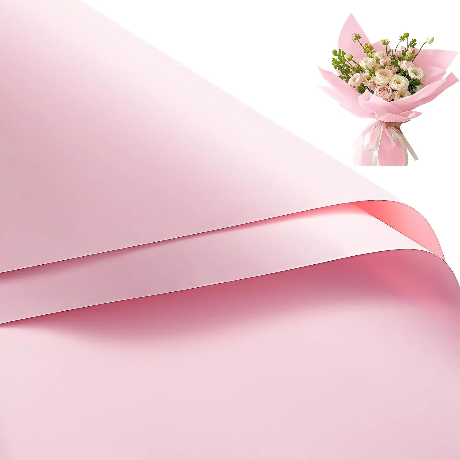 20 Sheets Waterproof Floral Print Bouquet Wrapping Paper, Florist Supplies for Birthday, Wedding and DIY Crafts - Pink
