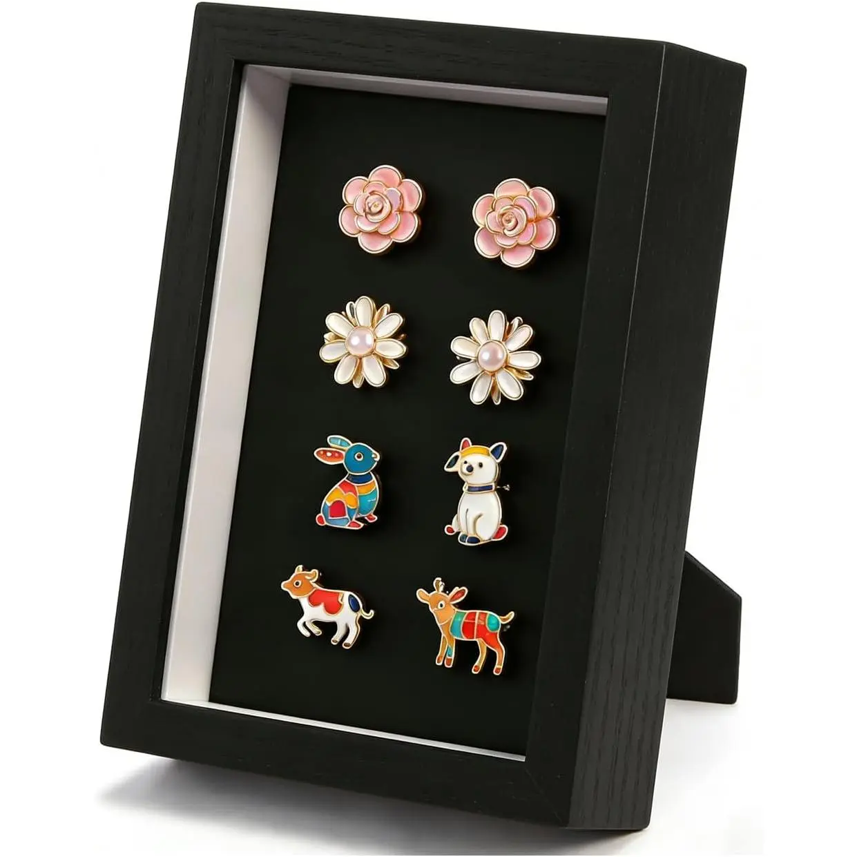 Pin Display Case, Enamel Pin Collection Display with Top Open | Black 4*6 Shadow Box Frame with True Glass for Pins, Shells,   or Tabletop Display