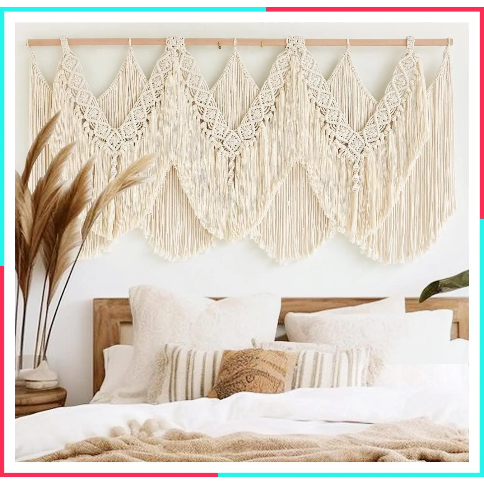 Macrame Wall Hanging Wedding Hanger Tassel Knotting Boho Decor 47"W*25"L