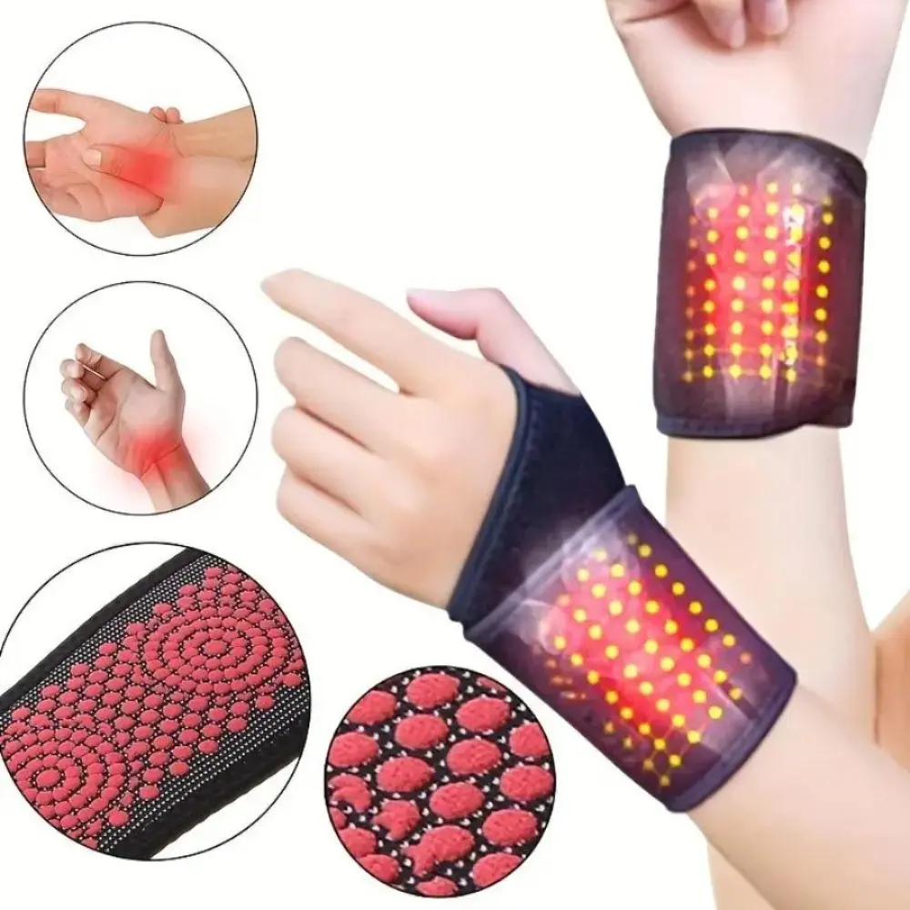 Washable Self-Heating Magnetic Wrist Support Brace, Comfort Fabric Wrist Wrap Wristband, Therapy Compression Band for Office Sport Wrist Pain Relief & Daily Muscle Relaxation