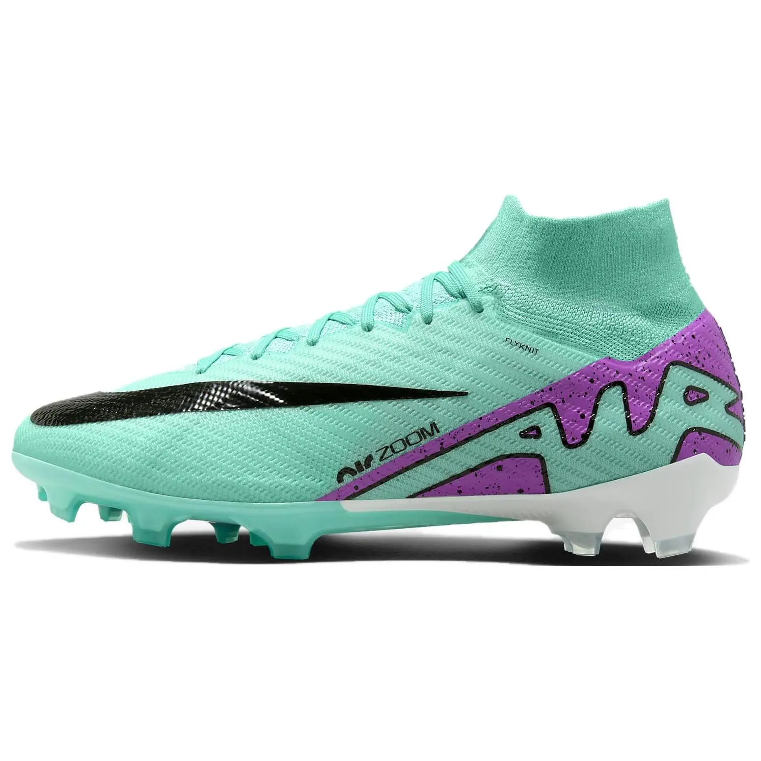 Nike Mercurial Superfly 9 Elite FG Soccer Cleats for Men – Turquoise Fabric Upper with Rubber Studs Verifiable, with credentials and supporting global authentication