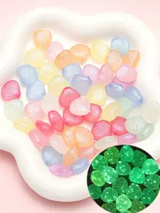 36pcs Glow in Dark Shell Beads – Straight Hole Fan Shape Pendants for DIY Necklaces, Keychains, Phone Charms & Hair Accessories