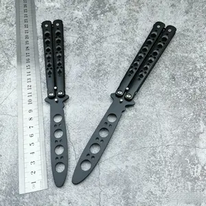 Black Unsharpened Balisong Trainer Knife Stainless Steel Butterfly Fly Training Tool For Beginner Flipping Practice