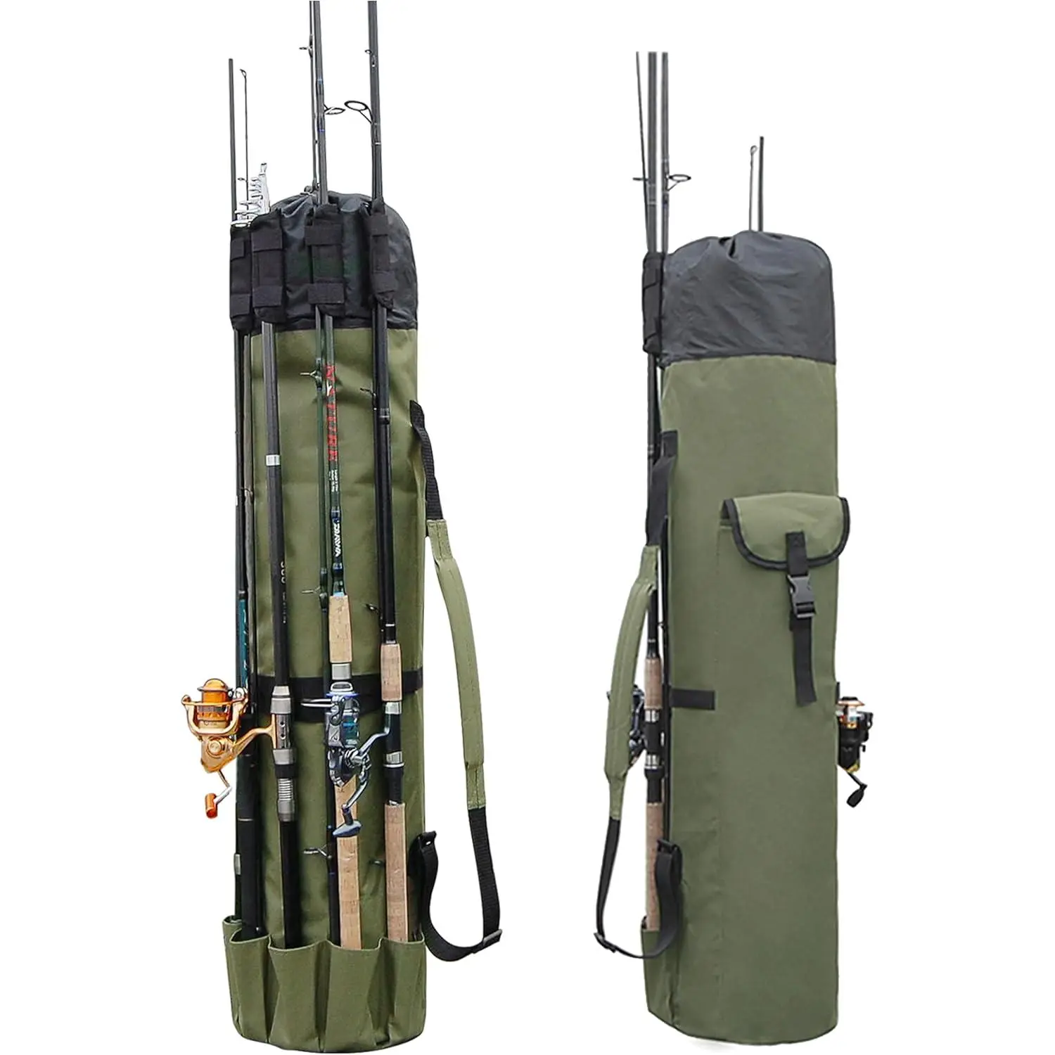 Fishing Pole Bag with Rod Holder Fishing Rod Bag, 5 Rod & Reel Organizer Bag Waterproof Large Capacity Fishing Tackle Storage Bag Travel Carry Case Fishing Gifts for Men