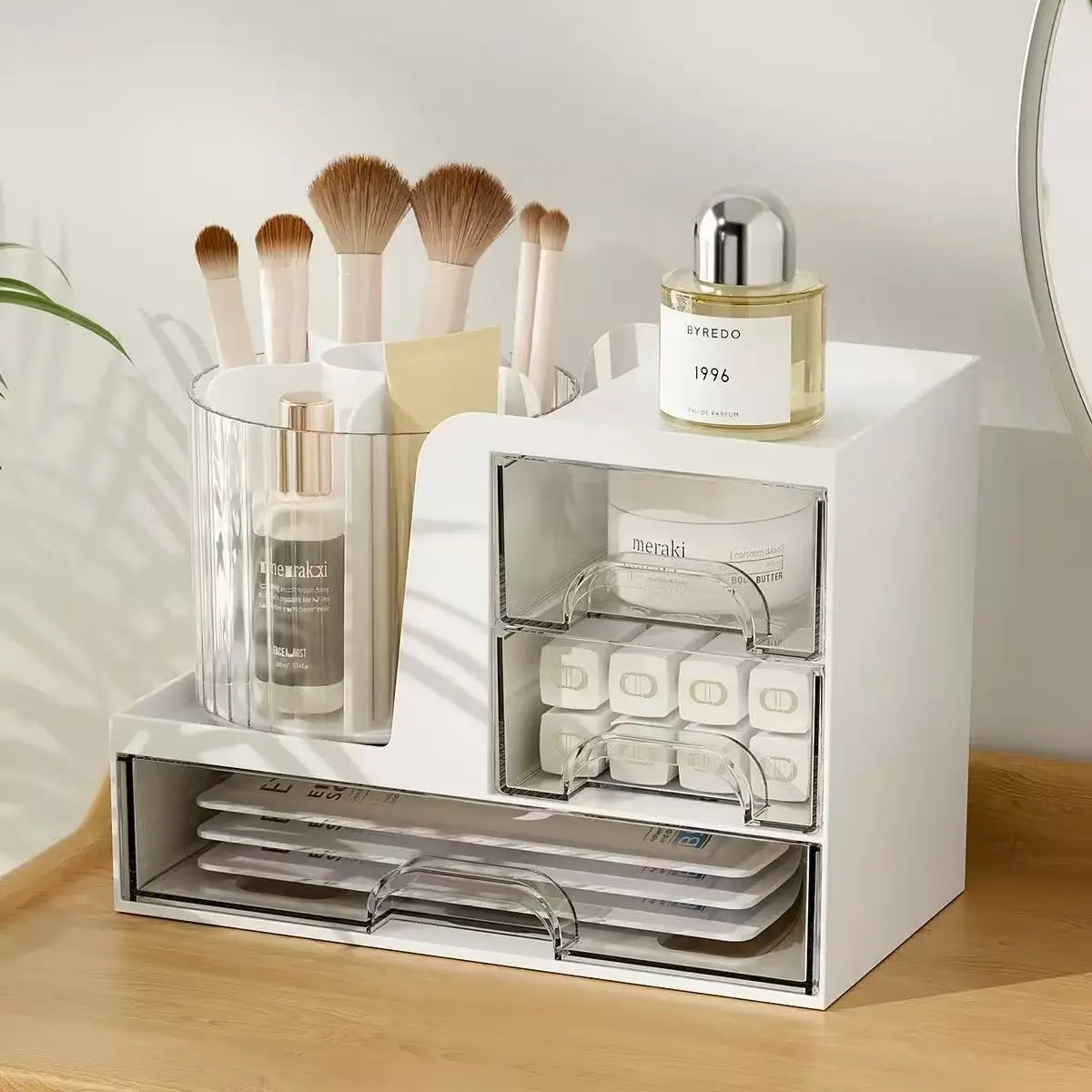 Rotating Pen Holder Large Capacity Storage Box, Student Book Drawer, High Aesthetic Office Desk Organizer, Stationery Shelf