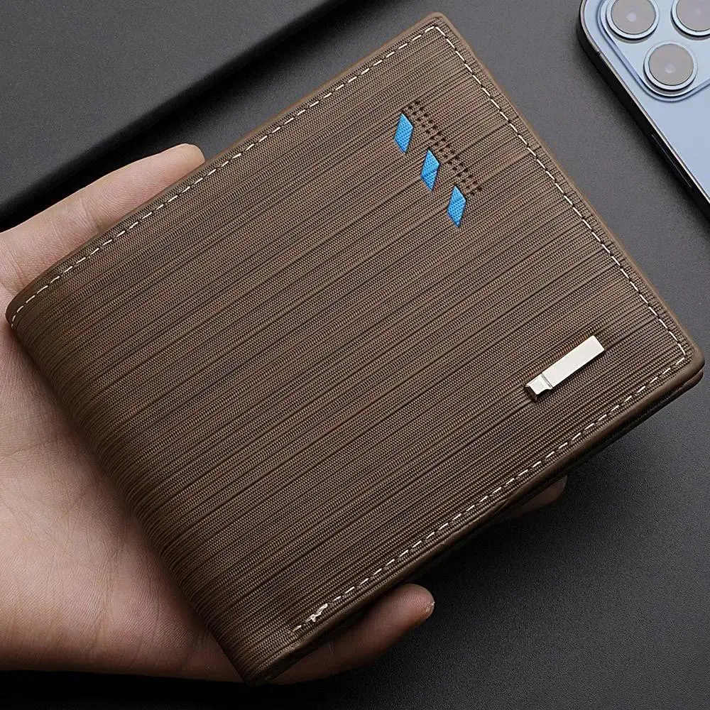 Men Short PU Leather Wallet, Multi‑Slot Multi‑Compartment Brown Cowhide‑Texture Card Holder Purse, Casual Daily Accessory for Men Everyday Use